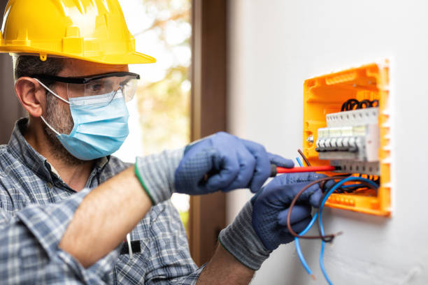 Electrician working on fuse box during electrical safety inspection | Property Checks